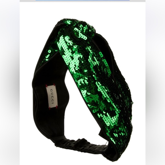 GUCCI - Green Sequin Knot Headband - Picture 4 of 12